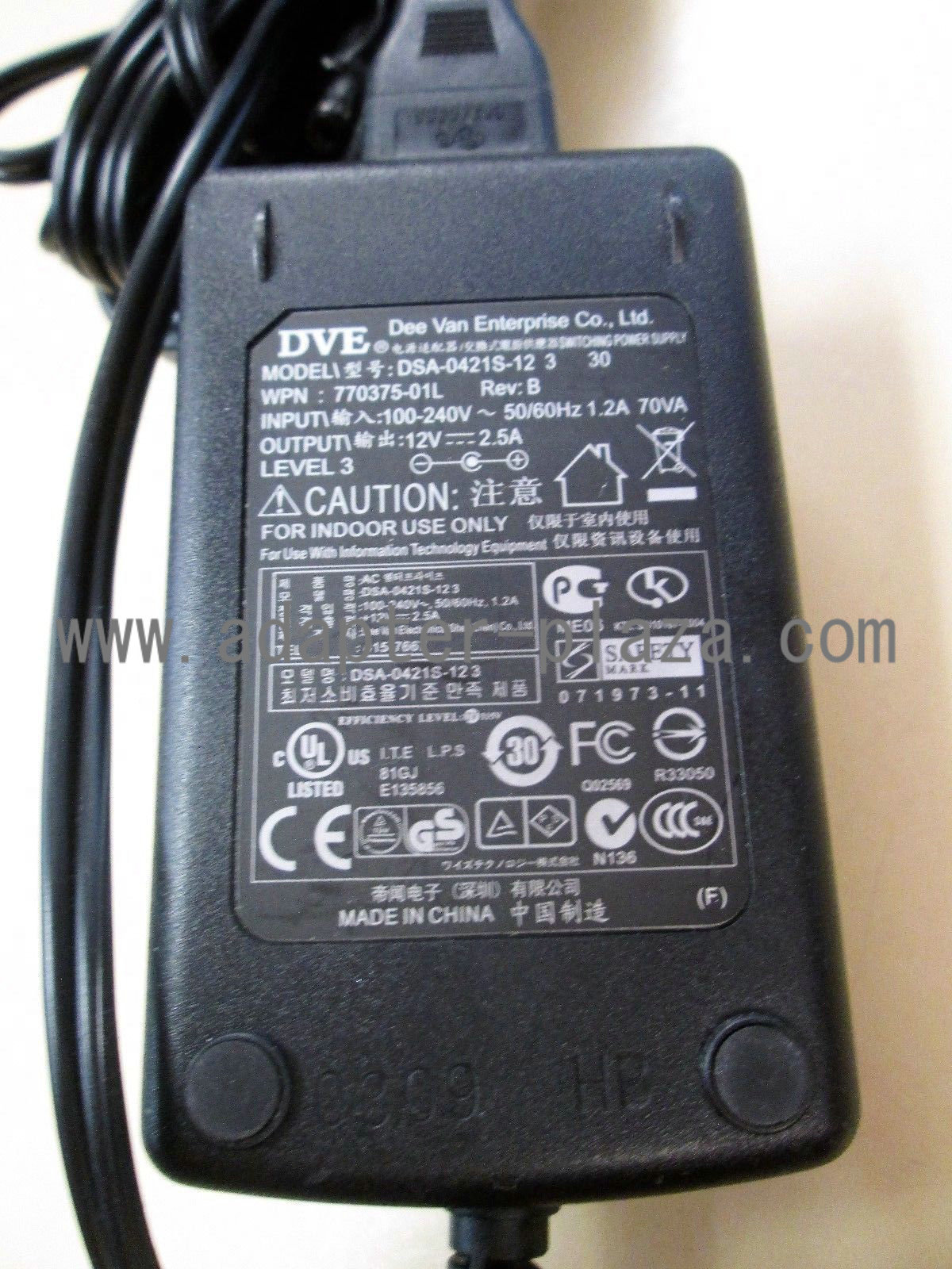 Genuine Wyse DVE Dee Van DSA-0421S-12 12.0V 2.5A Switching Power Adapter - Click Image to Close